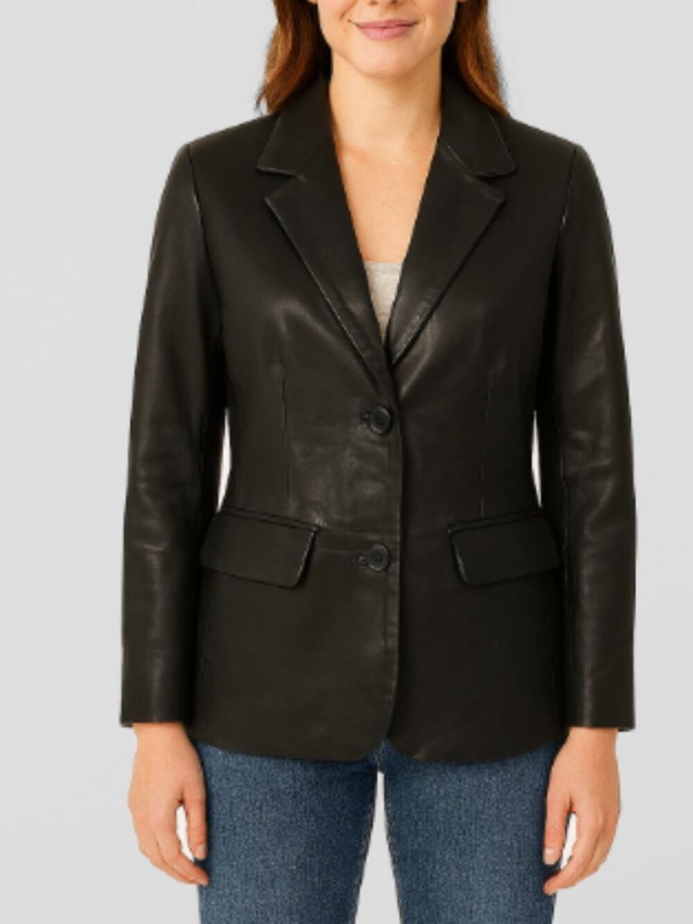 Frenkel's Genuine Leather Blazer – Classic Black Leather Jacket Blazer Small